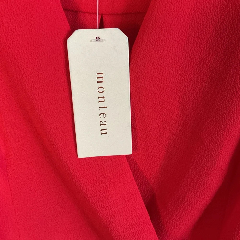 NWT Monteau Los Angelos Womens Surplice Ruffle Sleeve Top Size Small- Red - Picture 6 of 6